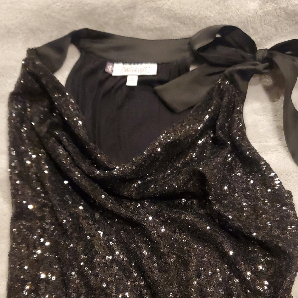 Black Sequin Sleeveless Top